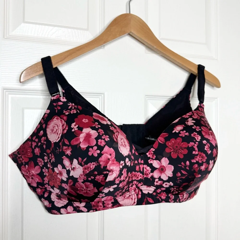 Torrid Curve Dream 360 Back Smoothing Wire-Free Push-Up Bra Floral Size 46DD - Picture 6 of 13